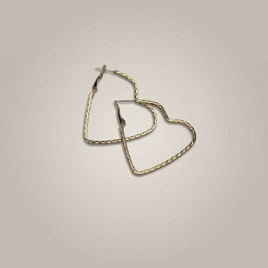 Gold Twisted Heart Hoop Earrings - Image 2