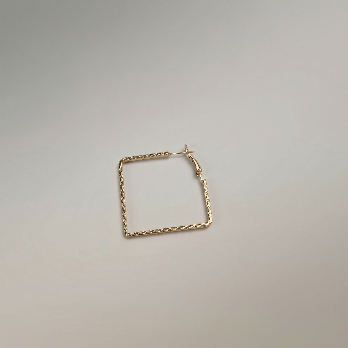 Gold Twisted Square Hoop Earrings - Image 2
