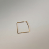 Gold Twisted Square Hoop Earrings - Image 2