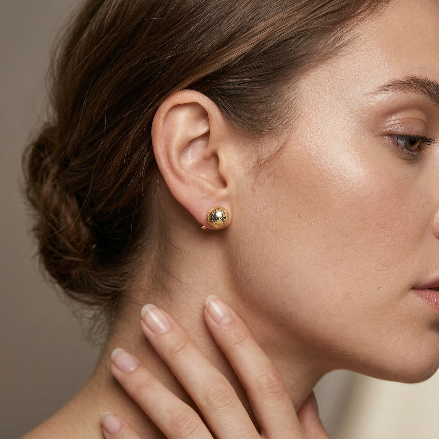 Golden Ball Stud Earrings - Image 1