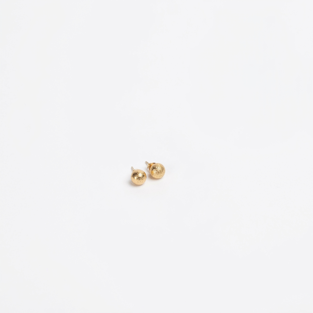 Golden Ball Stud Earrings - Image 2