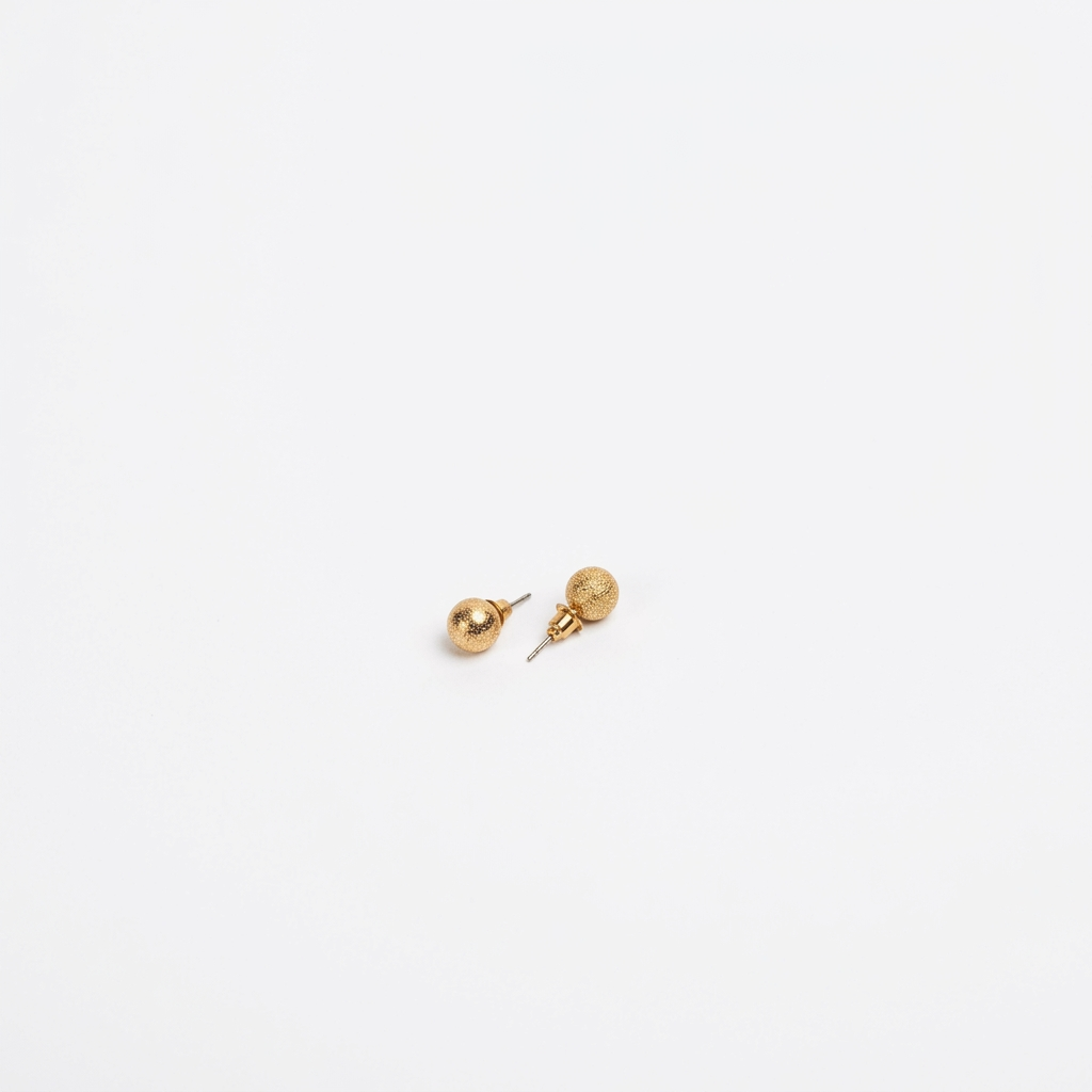 Golden Ball Stud Earrings - Image 3