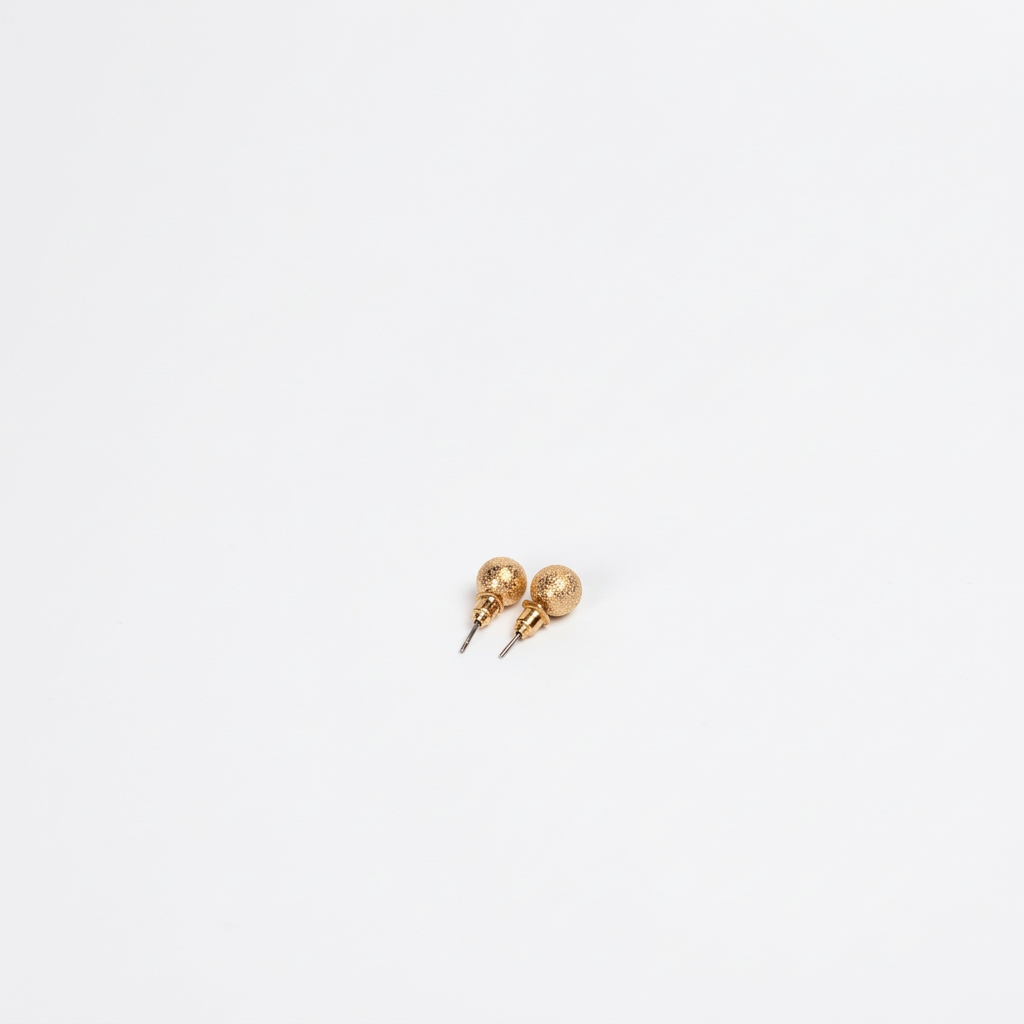 Golden Ball Stud Earrings - Image 4