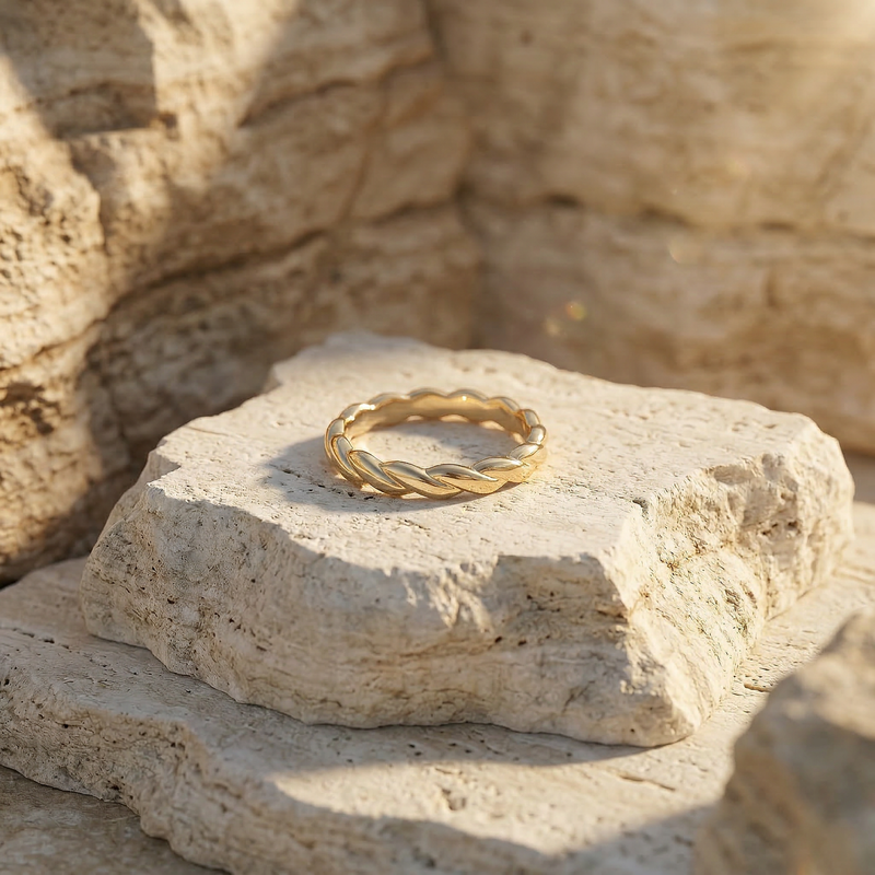 Golden Braided Band Ring - Image 1