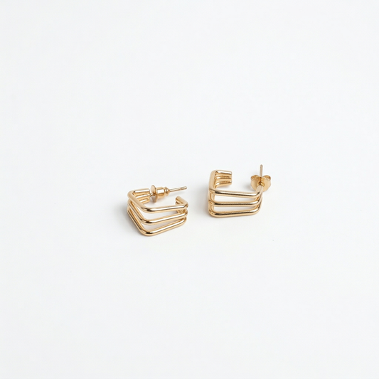 Golden Chevron Stud Earrings - Image 1