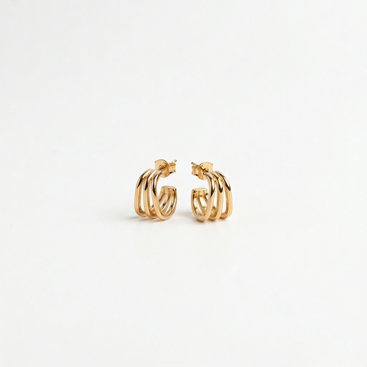 Golden Chevron Stud Earrings - Image 2