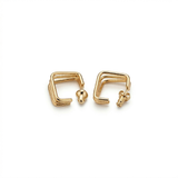 Golden Chevron Stud Earrings - Image 3