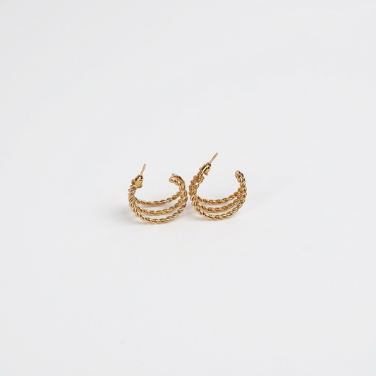 Golden Rope Twist Hoop Earrings - Image 2