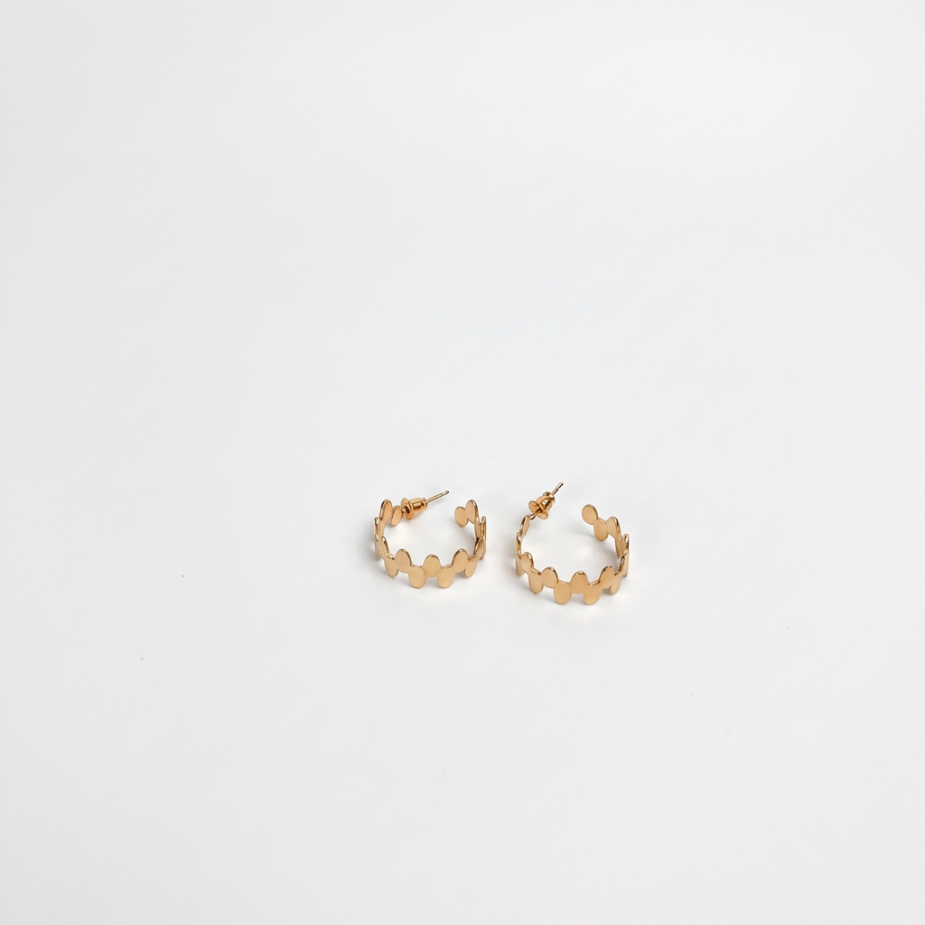 Golden Scallop Hoop Earrings - Image 2