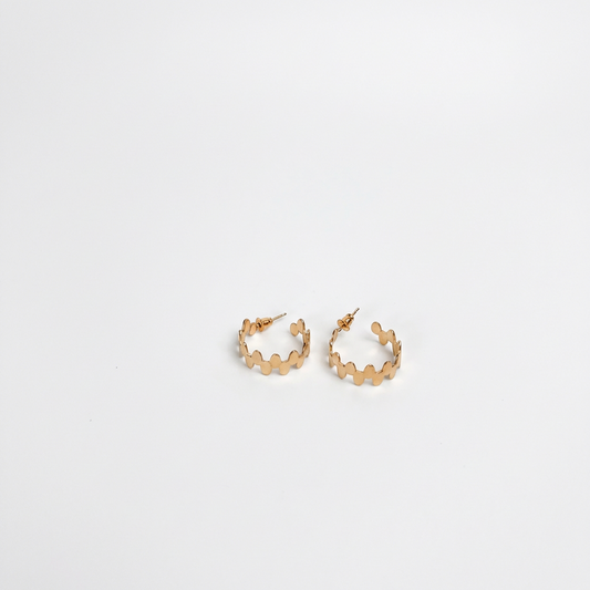 Golden Scallop Hoop Earrings - Image 2
