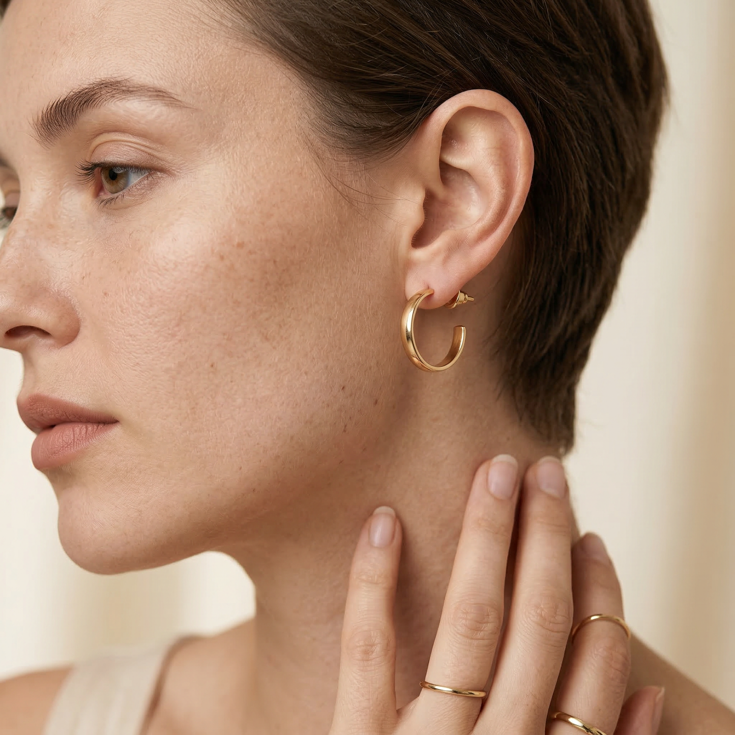 Mini Gold Hoop Earrings - Image 3