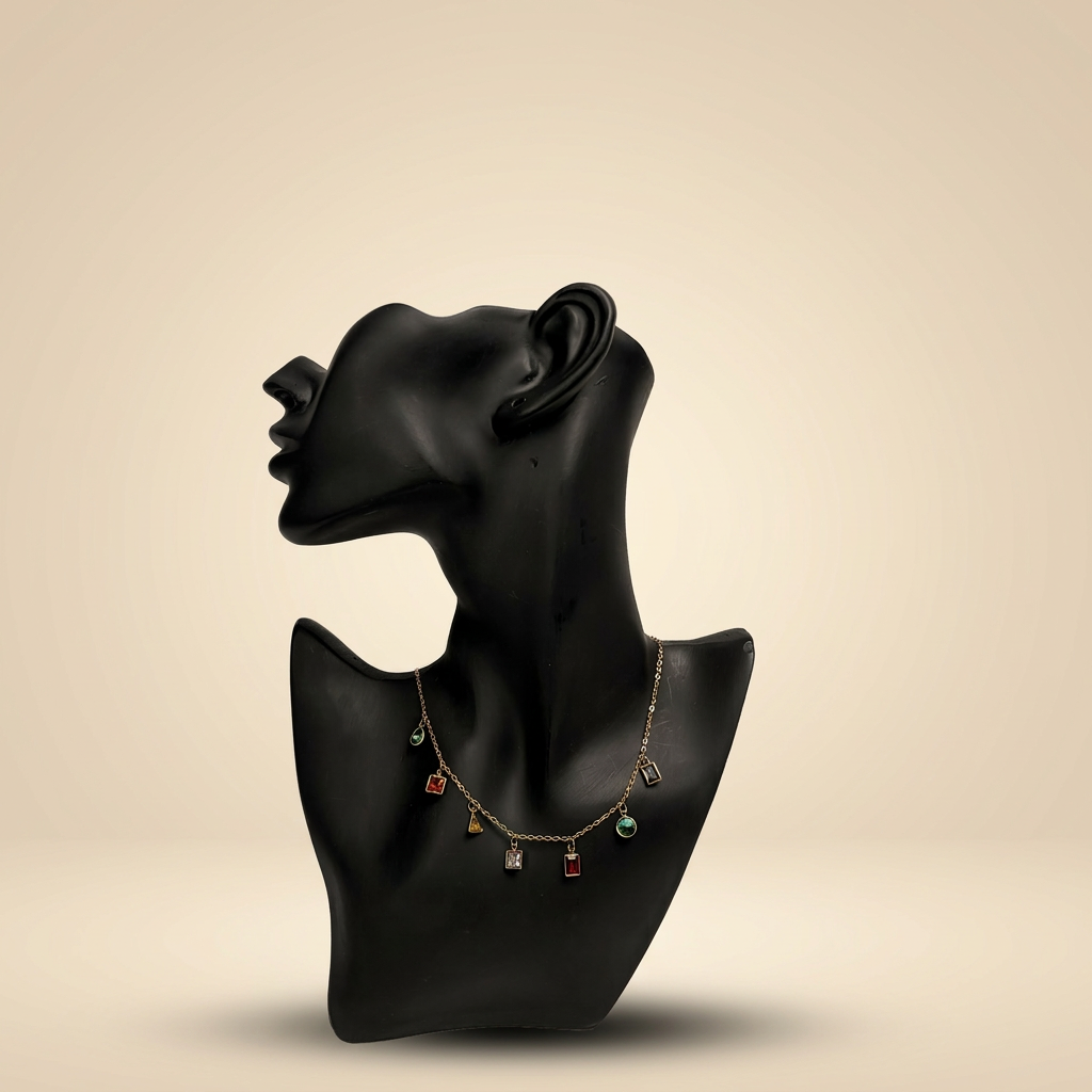 Multi Charm Drop Necklace - Image 1