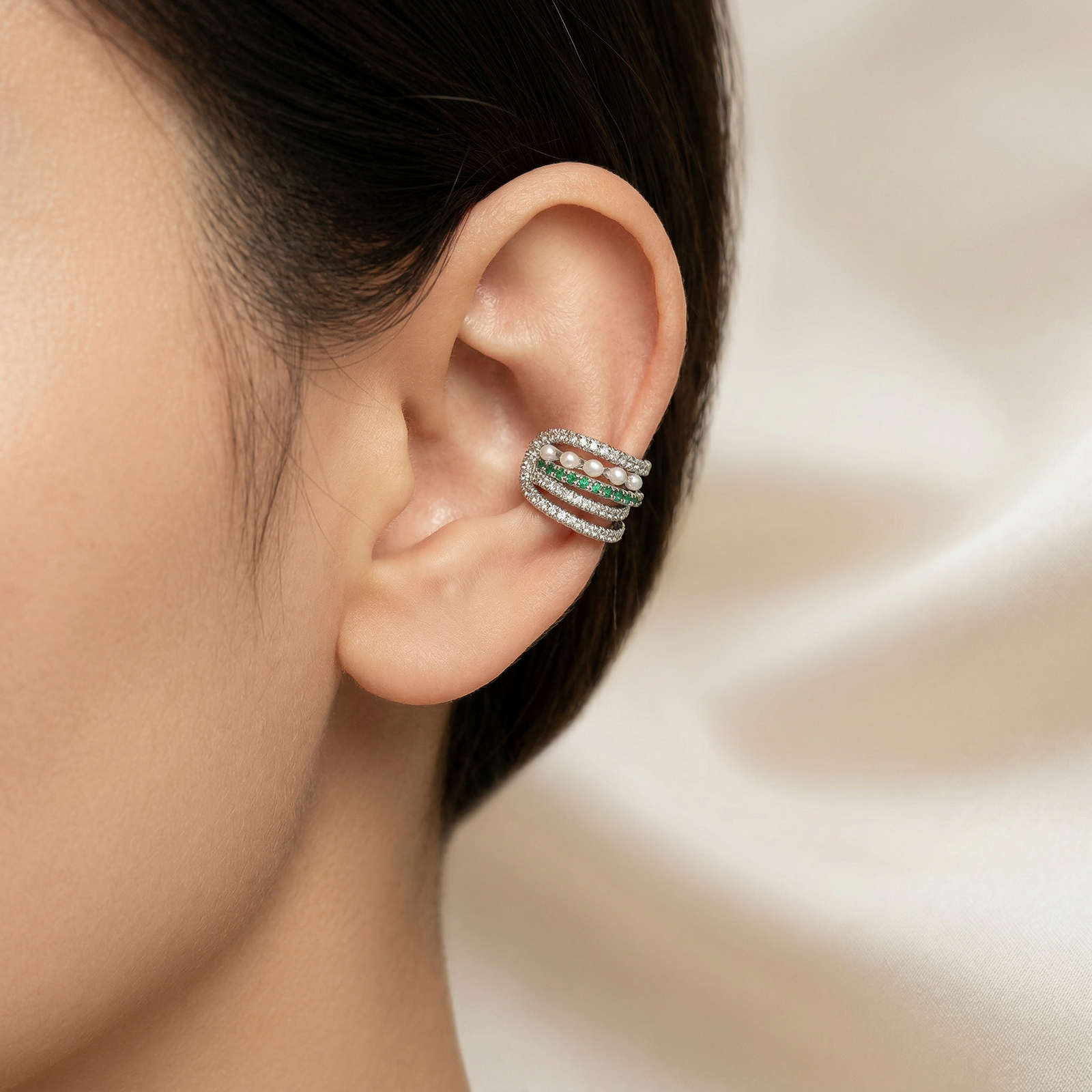 Multirow Colorful Stone Ear Cuff