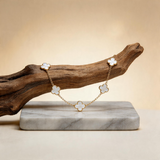 White Pearl Clover Necklace