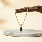 Emerald Rectangle Pendant Necklace