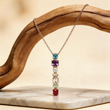 Colorful Gem Cascade Y-Necklace