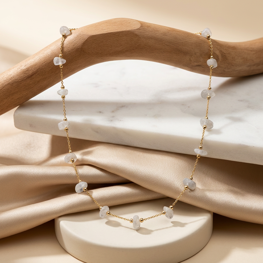 Crystal Heart Station Necklace