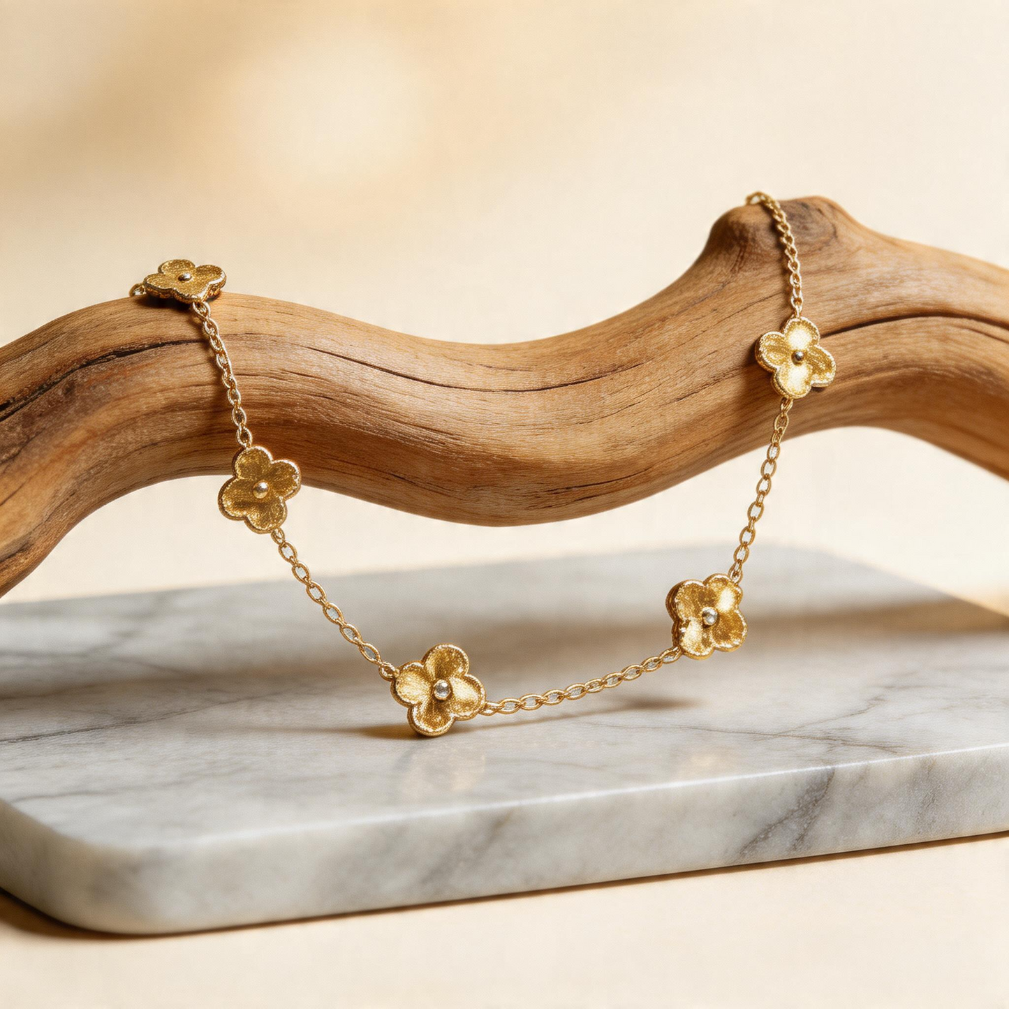 Golden Clover Station Necklace