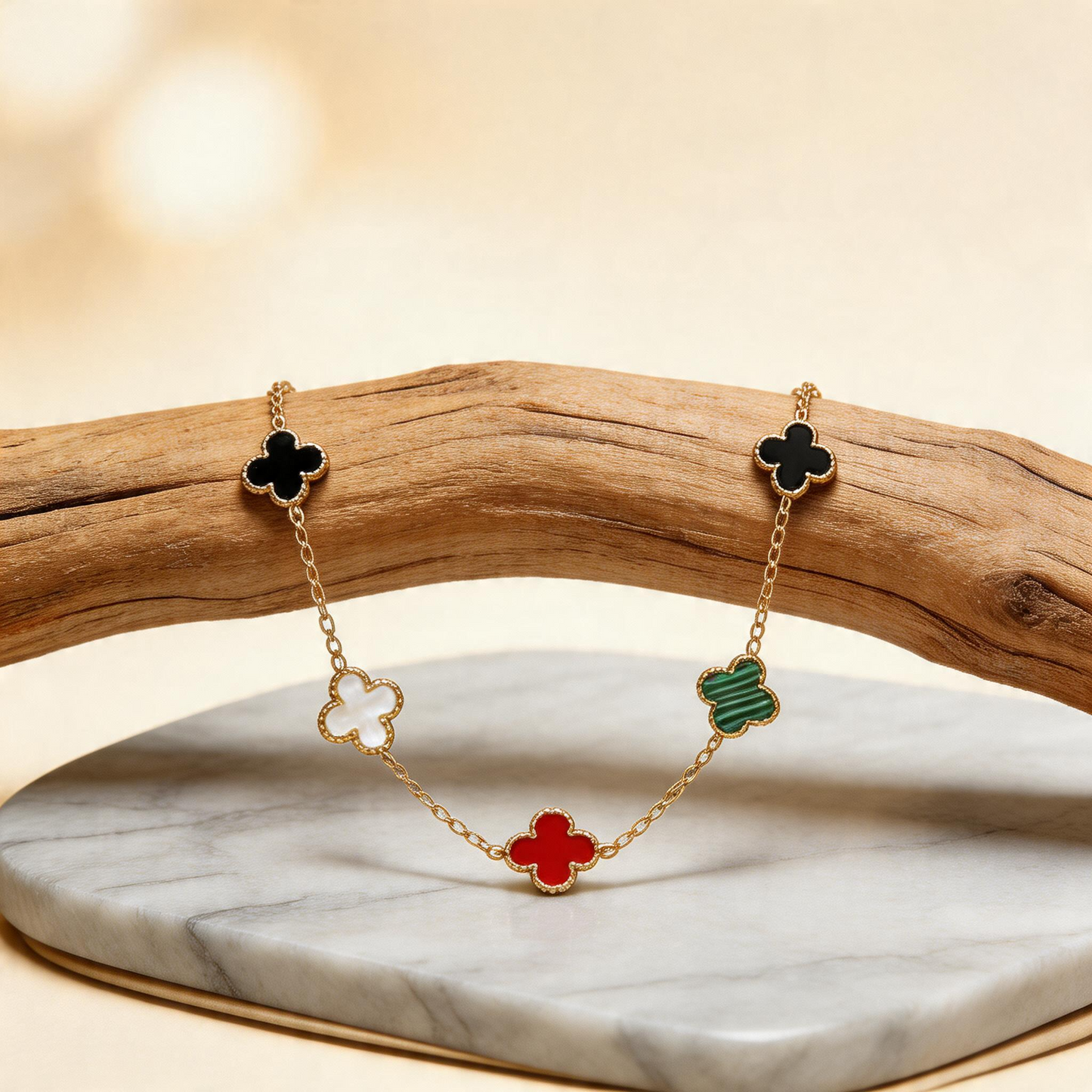 Rainbow Clover Station Necklace
