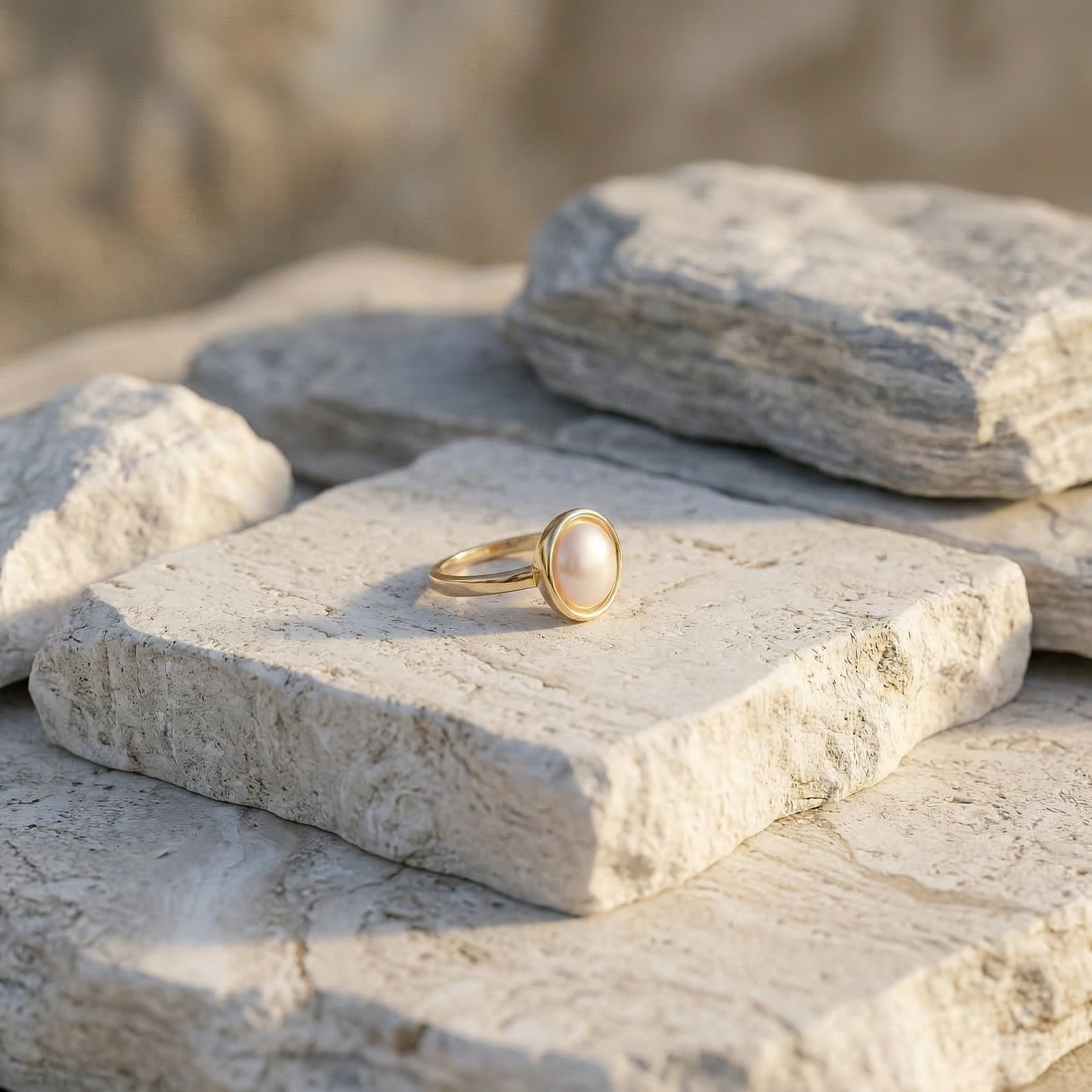 Pearl Oval Solitaire Ring - Image 1