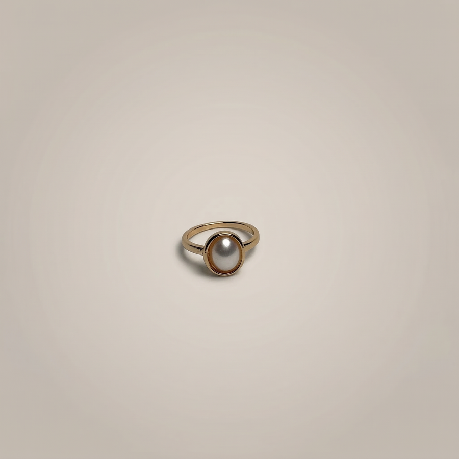 Pearl Oval Solitaire Ring - Image 2
