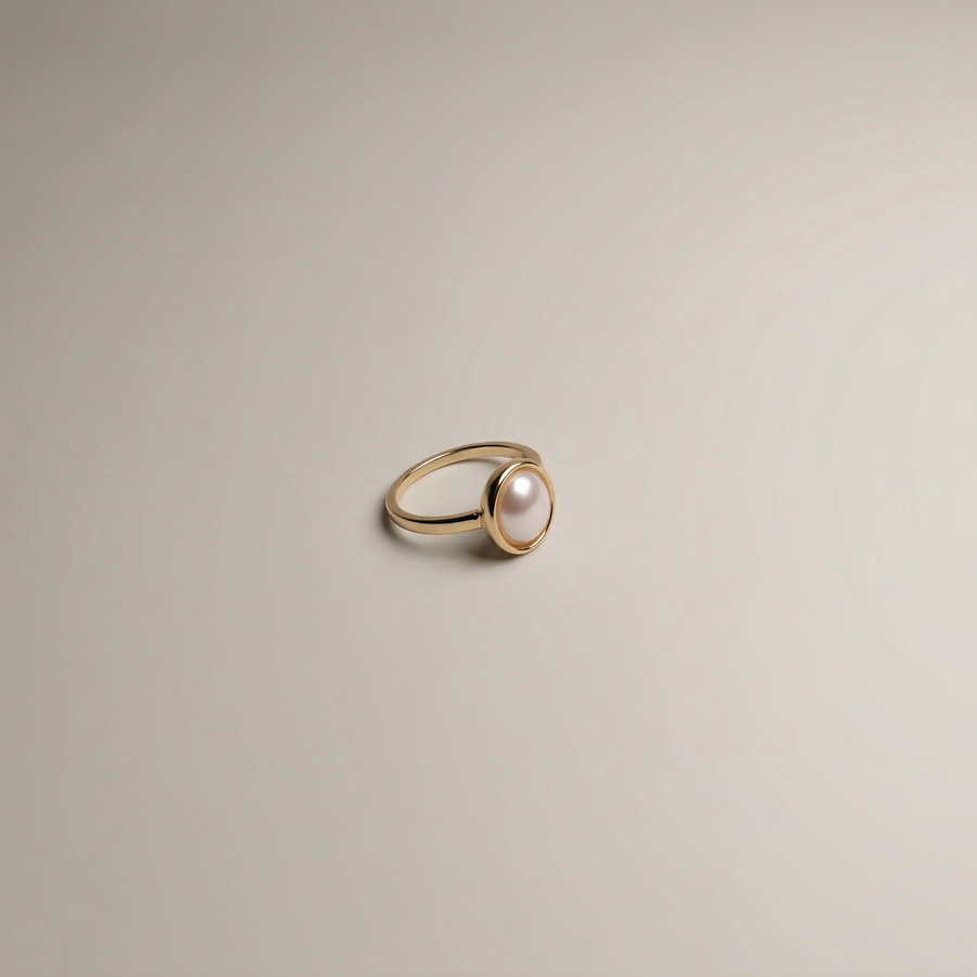 Pearl Oval Solitaire Ring - Image 4