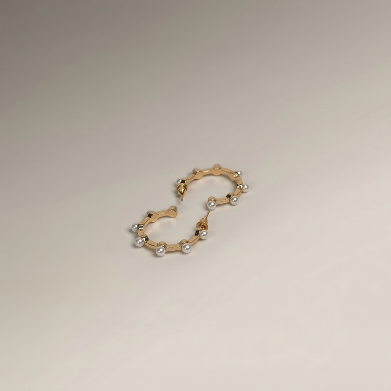Pearl Studded Hoop Earrings - Image 1