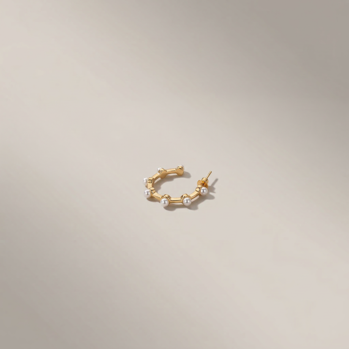 Pearl Studded Hoop Earrings - Image 2