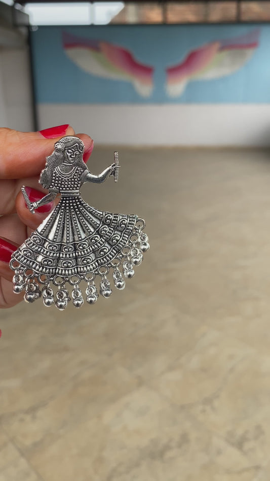 Garba Queen Oxidised Silver Earrings