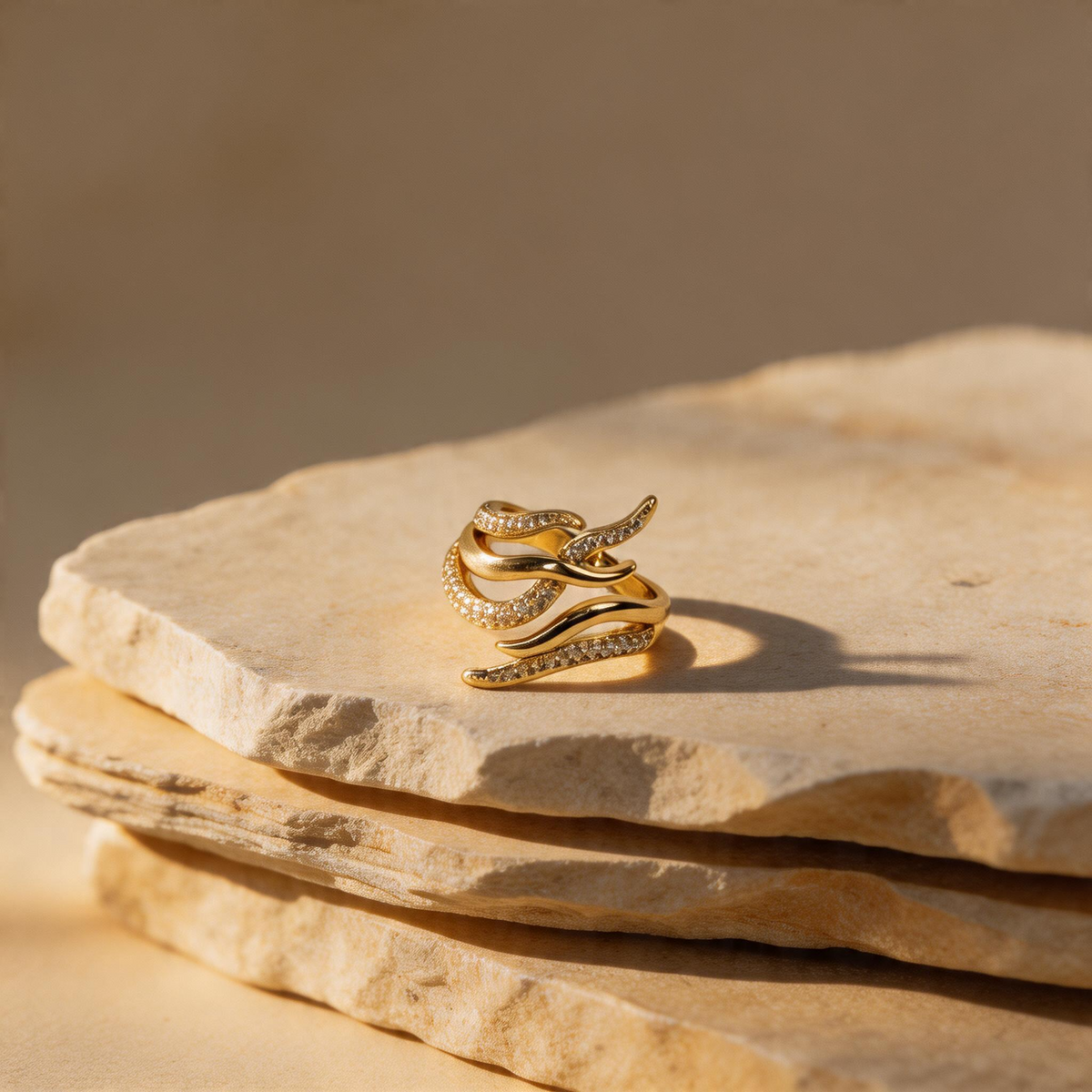 Gold Sculpted Ring - Image 1