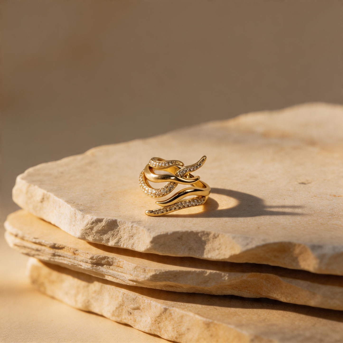 Gold Sculpted Ring - Image 1