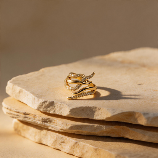 Gold Sculpted Ring - Image 1