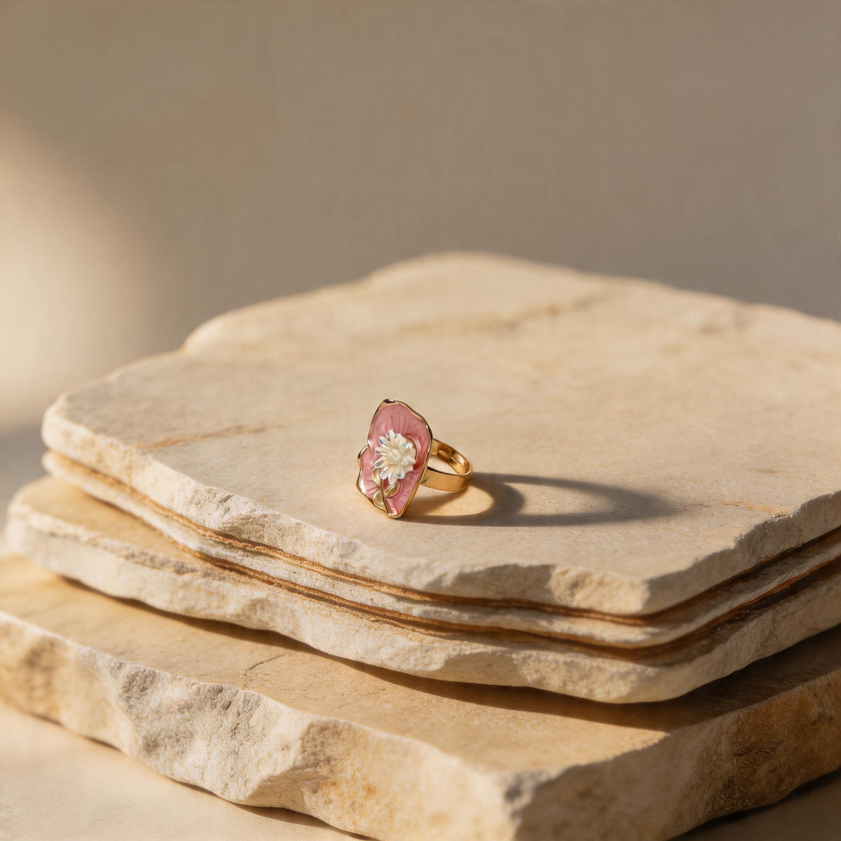 Pink Elegant Sculpted Ring - Image 1