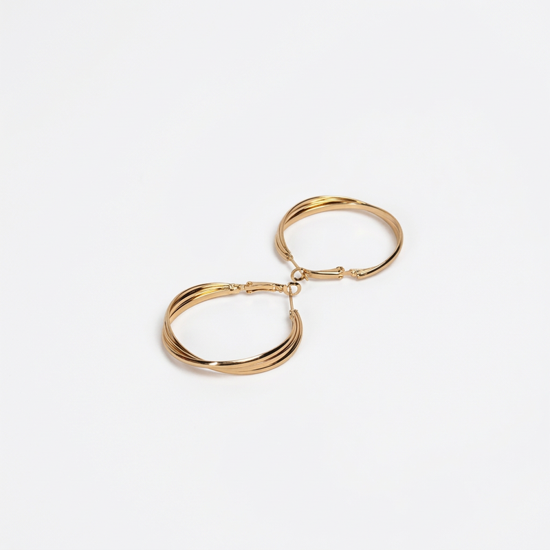 Slim Twisted Hoop Earrings - Image 2
