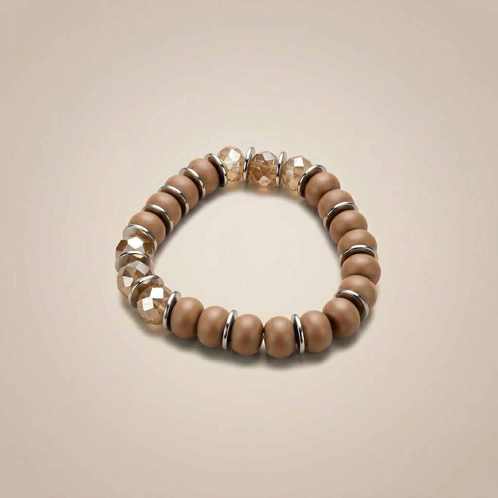 Taupe Crystal Bead Bracelet - Image 1