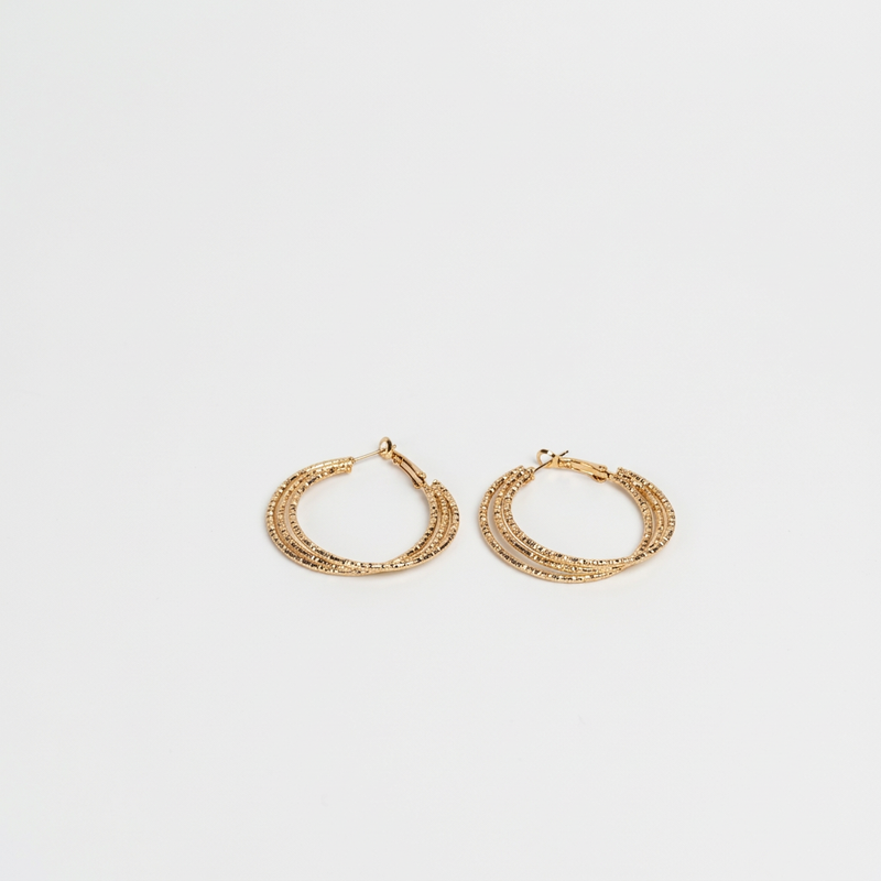 Textured Layered Hoop Earrings - Image 1