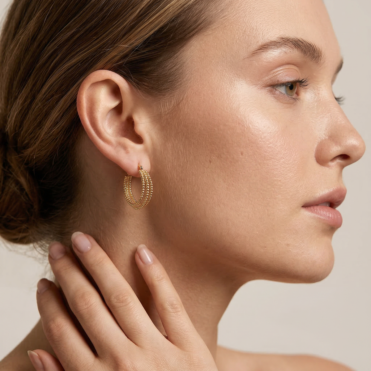 Textured Layered Hoop Earrings - Image 4