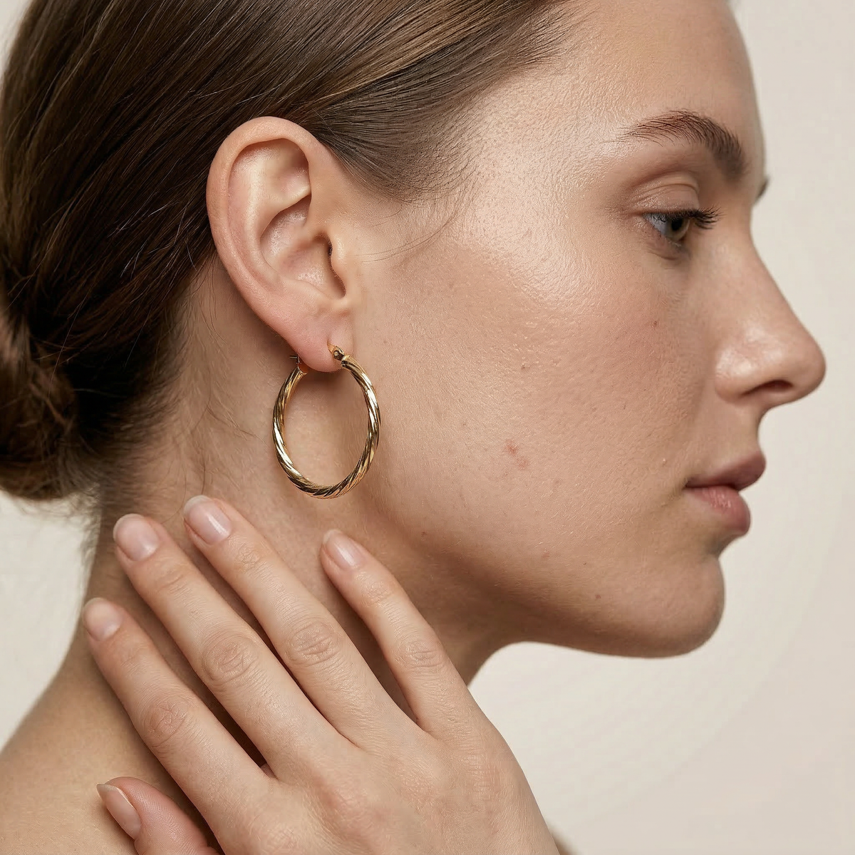 Twisted Oval Hoop Earrings - Image 3