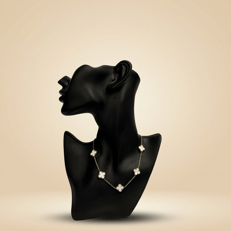 White Pearl Clover Necklace - Image 1