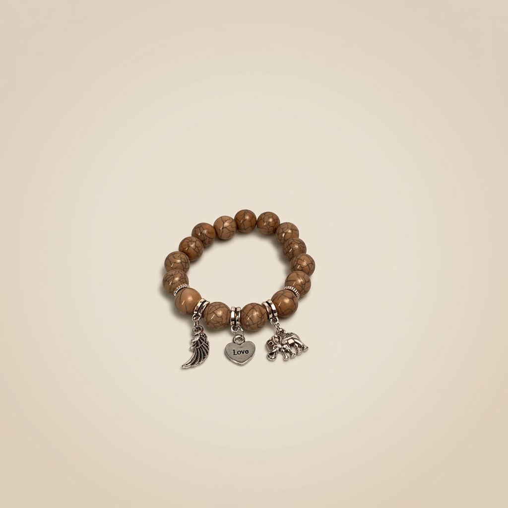 Wooden Charm Bead Bracelet - Image 1